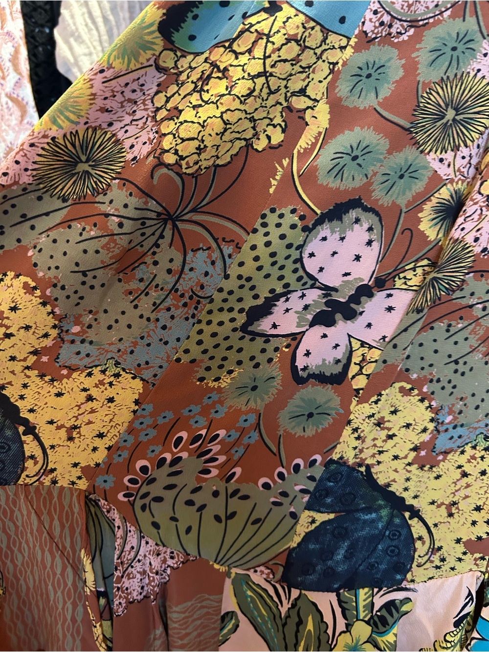 Nanette Lepore VTG Butterfly Print Dress Hankerchief hem *measurements added* - Picture 4 of 8
